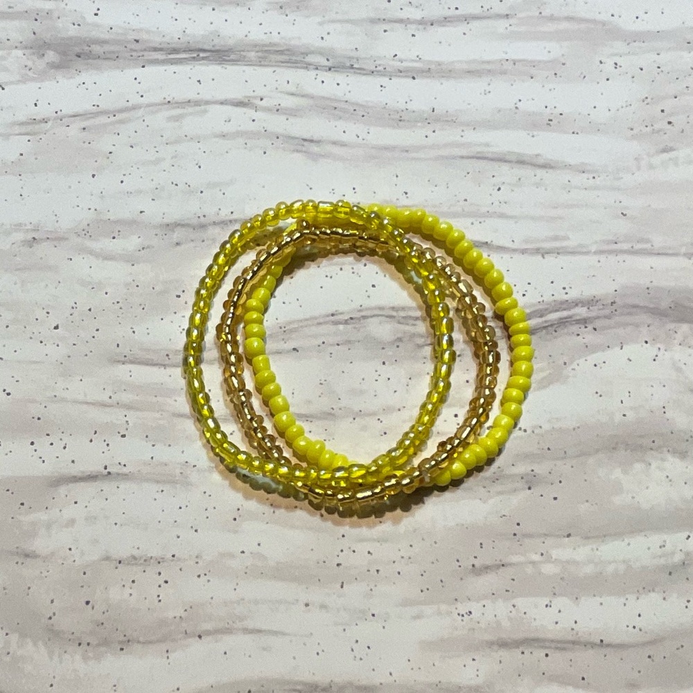 Yellow and Gold Beaded Bracelet Set